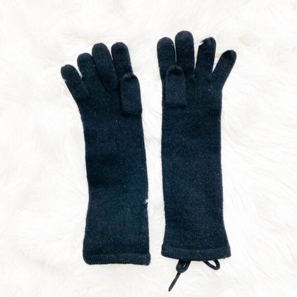 Sutton Studio Cashmere Lace Up Long Gloves & Ivory Button Convertible Pair - Picture 2 of 5